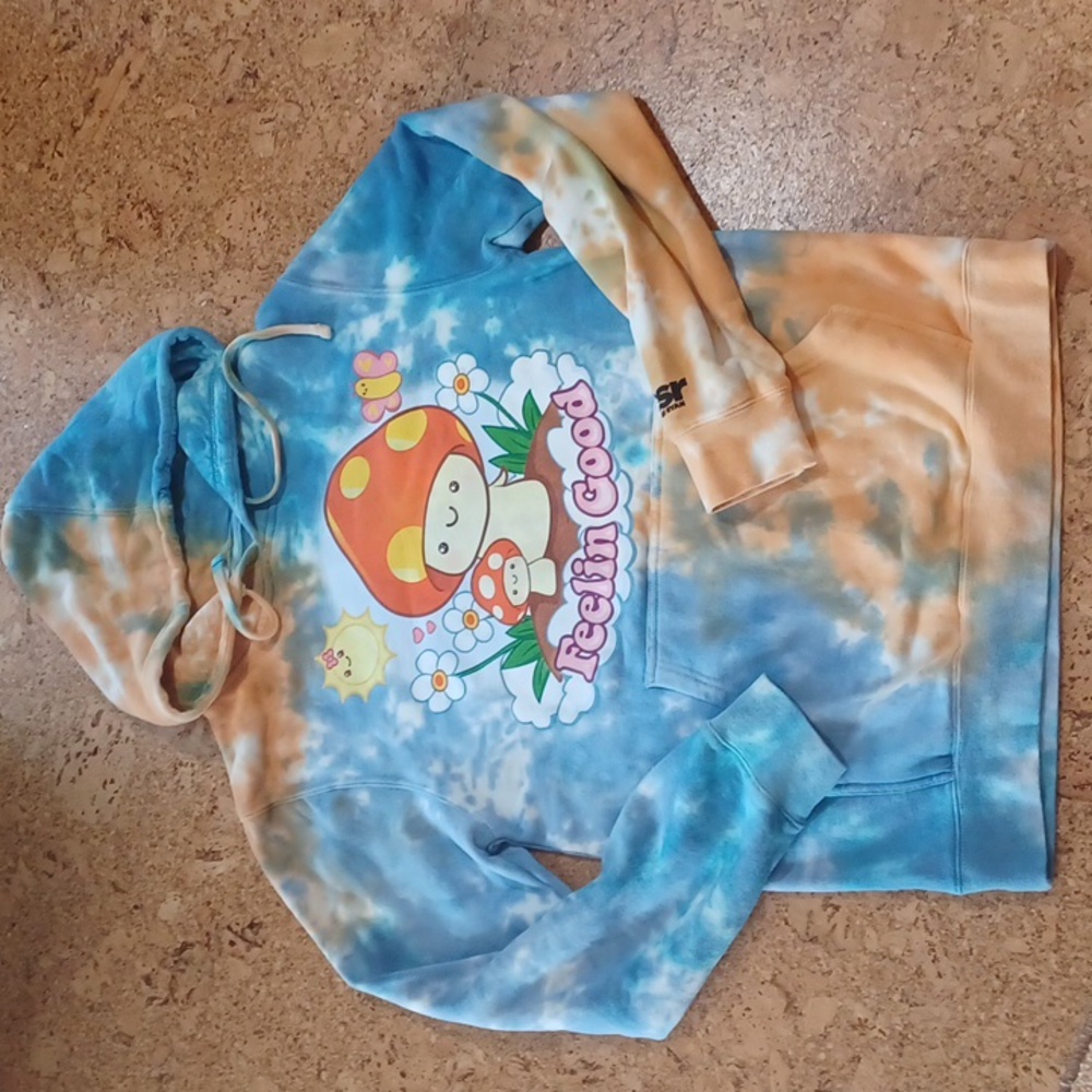 BSR By Samii Ryan Women's Oversize Mushroom Tie Dye Pullover Hoodie Size S